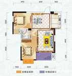 清华苑2室2厅1卫83.4㎡户型图