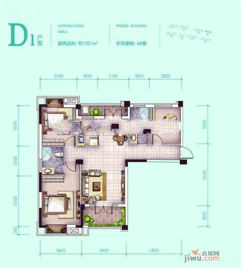 鑫龙中央公园3室2厅2卫122㎡户型图