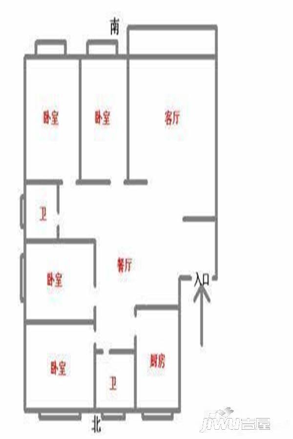 天门承天国际车城4室2厅2卫155㎡户型图