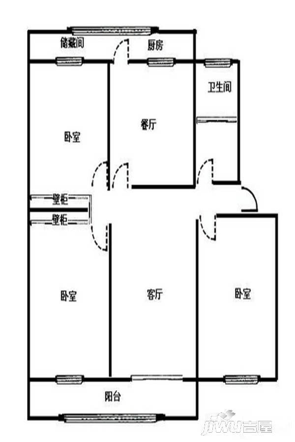 姜店小城3室2厅1卫115㎡户型图