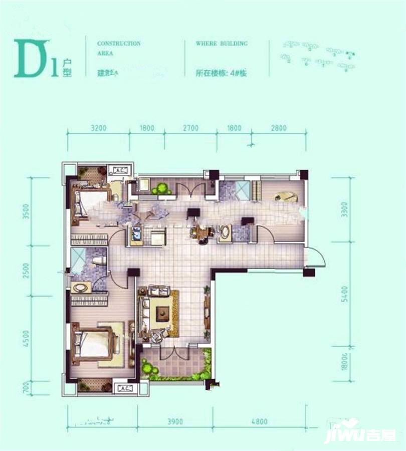 鑫龙中央公园3室2厅2卫122㎡户型图